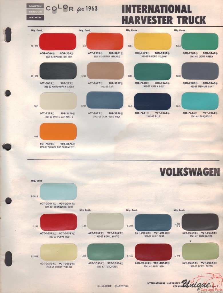 1963 Volkswagen Paint Charts Martin-Senour 3